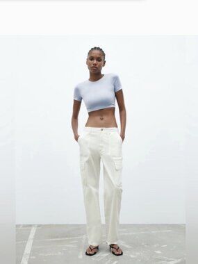 NWT Zara White Carpenter Pants